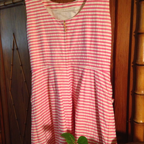 Kate spade pink & white striped dress size 8 - Picture 2 of 5